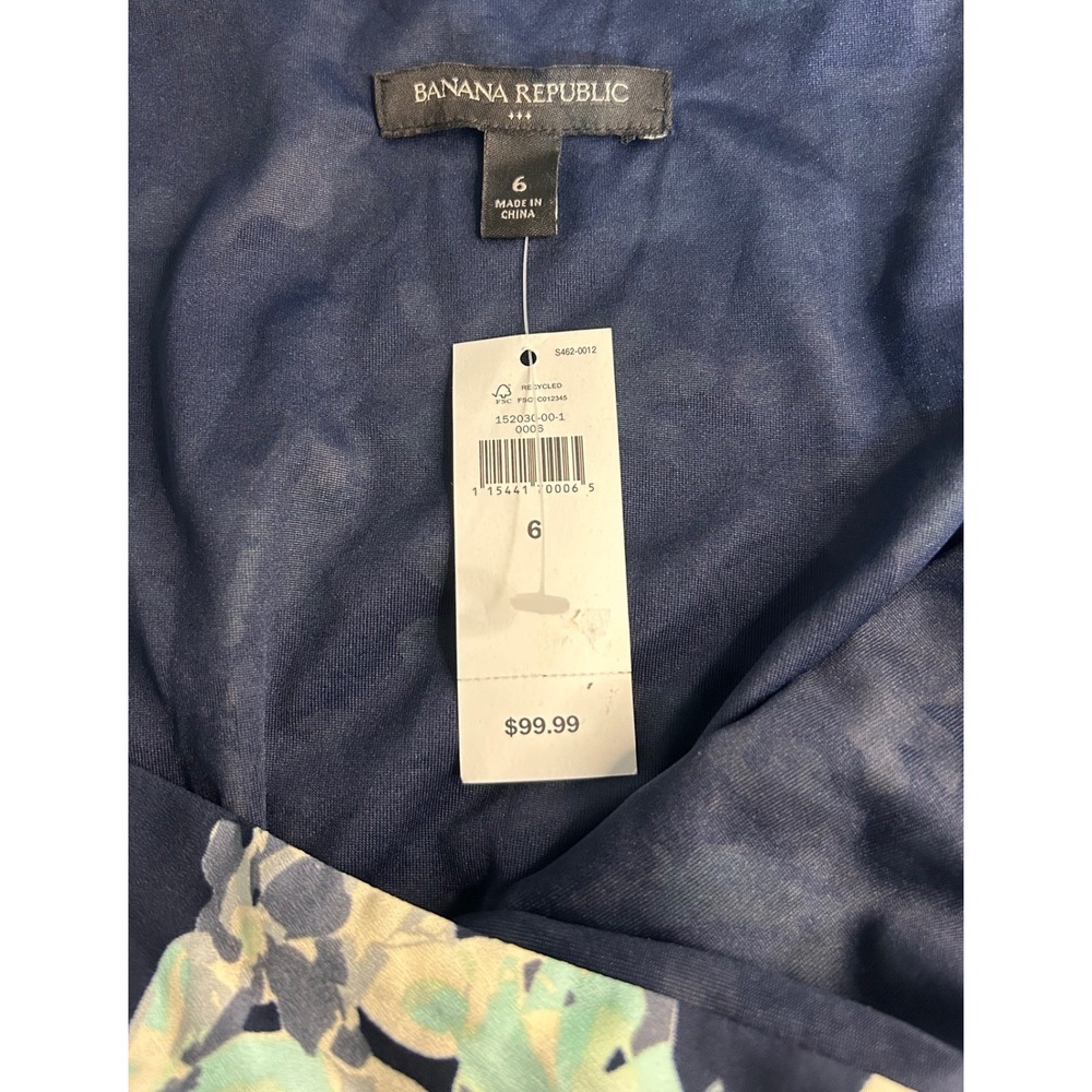 Banana Republic Maxi Dress Navy Blue 6 Floral V-Neck Sleeveless A-Line Long NWT - Picture 3 of 8